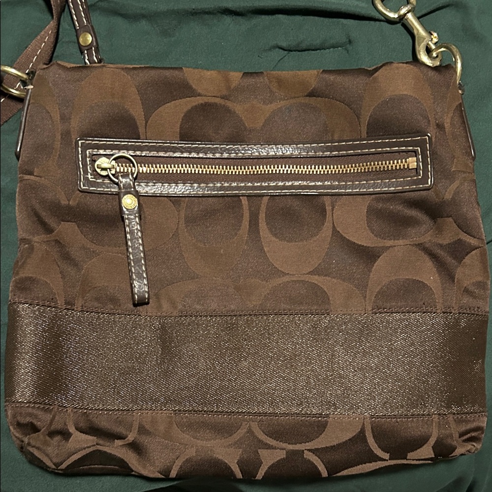 Coach Brown Crossbody Bag with Gold Accents